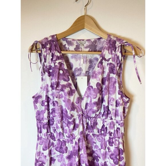 NWT Rails Fay Dress Tie Shoulder Purple White Floral Size Large L New - Picture 2 of 5